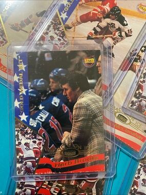 Lot of 10 Miracle on ice 1980 cards including Herb Brooks and Signature Rookies
